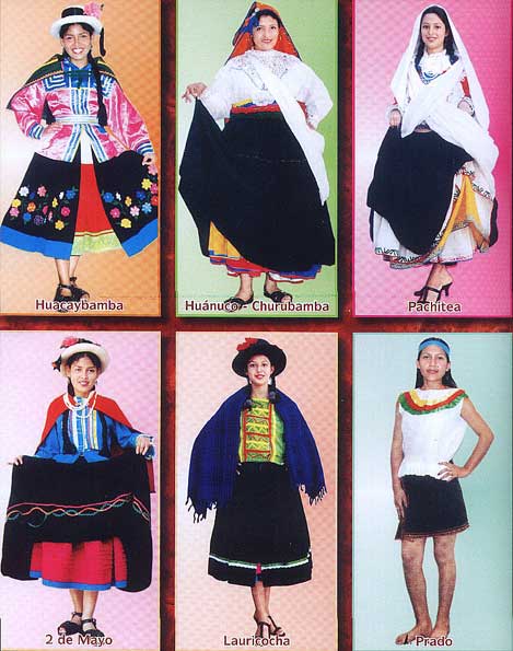 trajes tipicos de huacaybamba, huanuco, churubamba, 2 de mayo, lauricocha, leoncio prado, pachitea